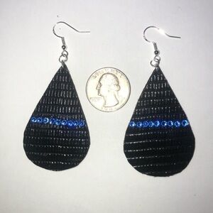 Blue Line Faux Leather Earrings